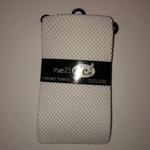 White fishnet tights